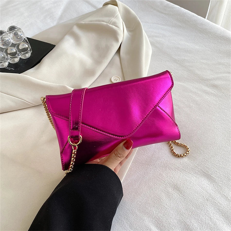 Women's Evening Party Shoulder Bag Laser Leather Messenger Clutch