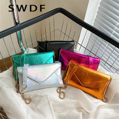 Women's Evening Party Shoulder Bag Laser Leather Messenger Clutch