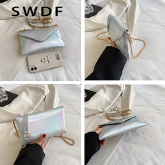 Women's Evening Party Shoulder Bag Laser Leather Messenger Clutch