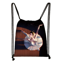 Ballet Dancing Girls Drawstring Bag Women Storage Bags Teenager Girls Backpack