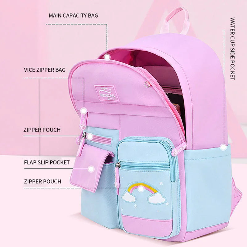 Girls Lightweight Waterproof Elementary School Backpack