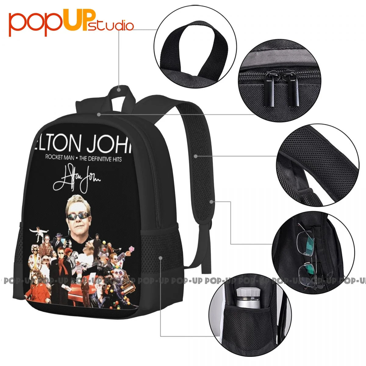 Elton John Rocket Man Hits Backpack Large Capacity Travel Bag
