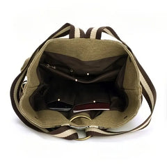 Embroidered Canvas Backpack, Women's Niche Bucket Bag
