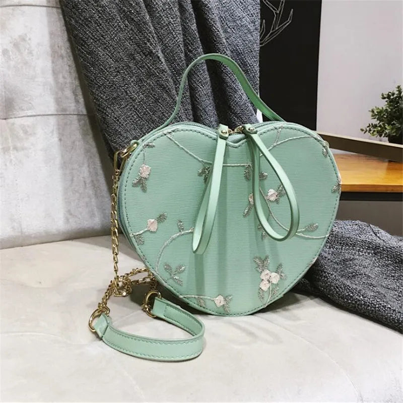 Lace Flower Flap Bag PU Leather Top-Handle Shoulder Crossbody Women Handbag