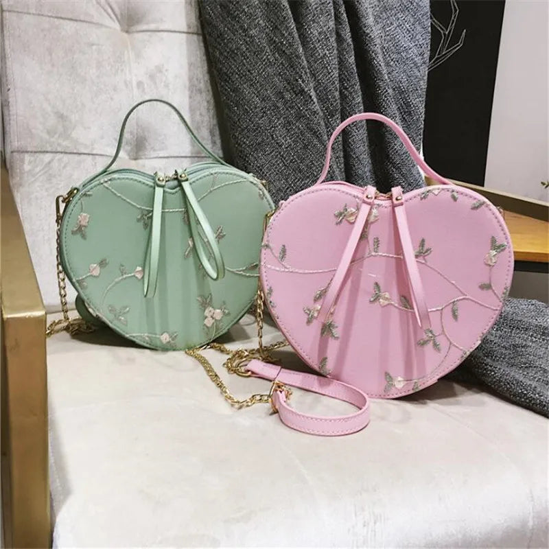 Lace Flower Flap Bag PU Leather Top-Handle Shoulder Crossbody Women Handbag