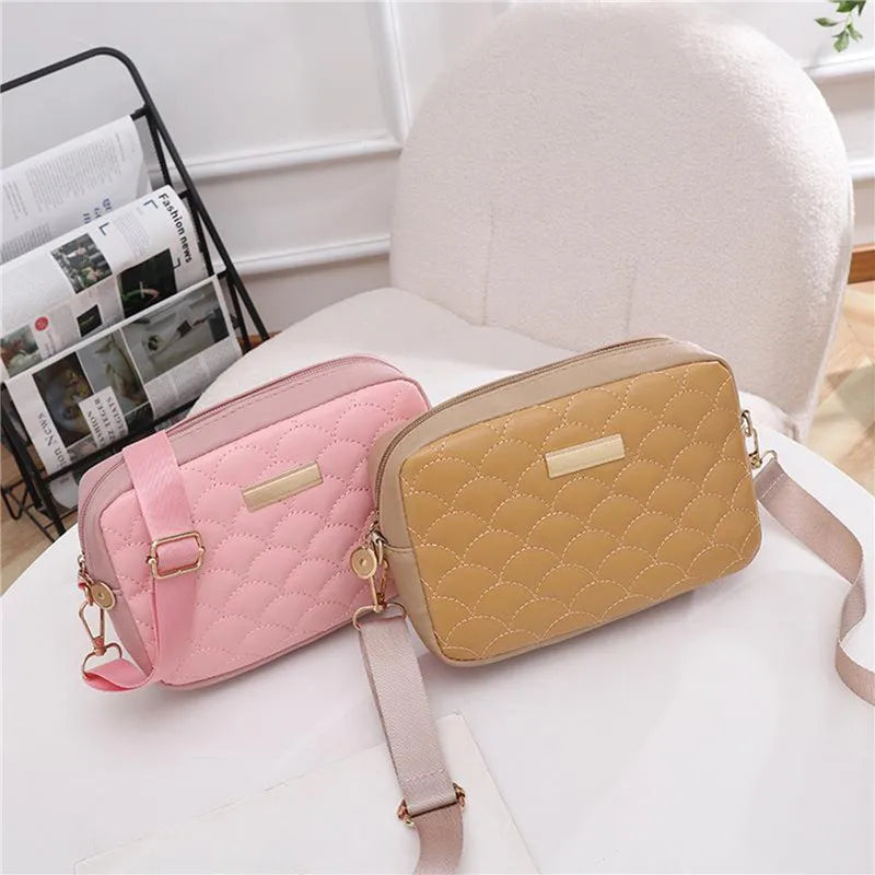 Embroidered Messenger Bag PU Leather Shoulder Crossbody Large Capacity Women