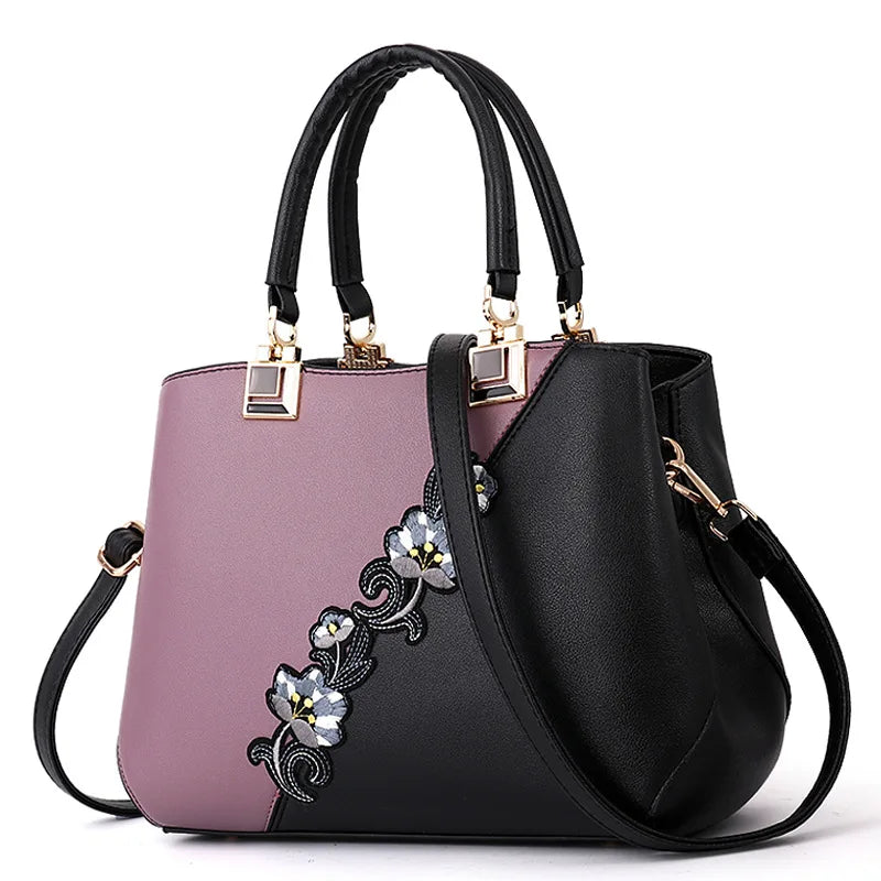 Embroidered Messenger Bags Women Leather Handbags Bags for Women