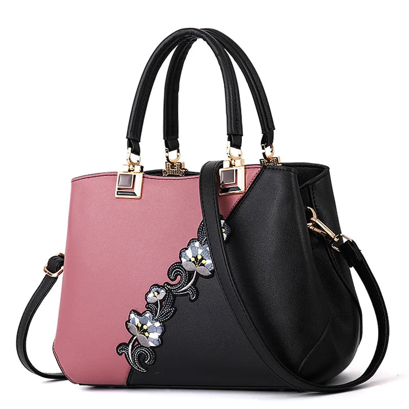 Embroidered Messenger Bags Women Leather Handbags Bags for Women
