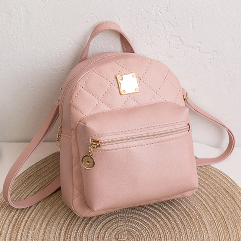 Embroidered Mini Backpack Women Bag Pack Small Phone Pouch Soft PU Leather