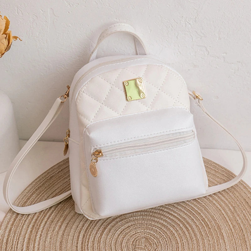 Embroidered Mini Backpack Women Bag Pack Small Phone Pouch Soft PU Leather