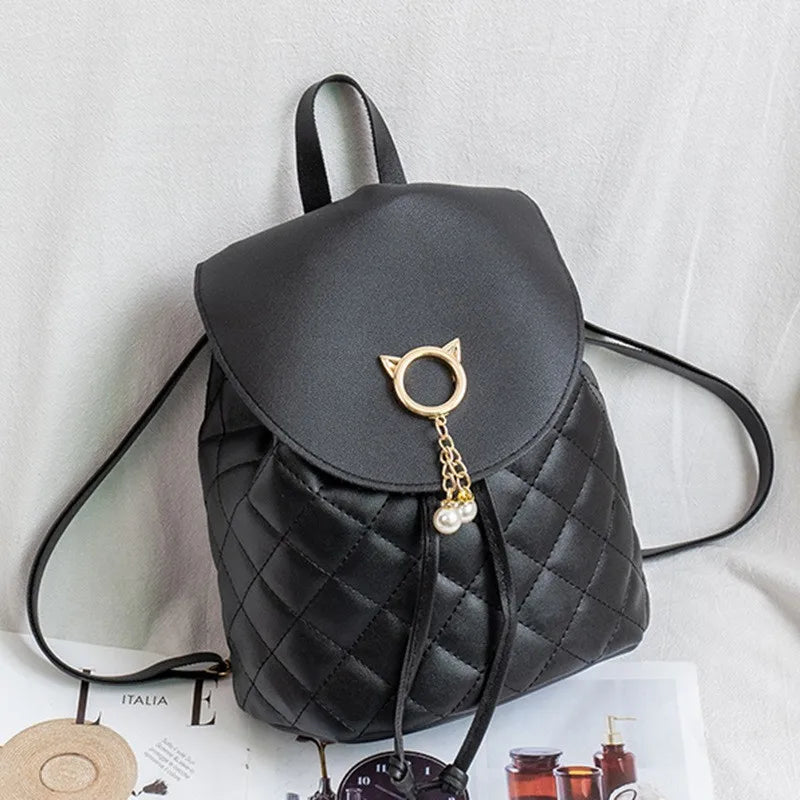 Embroidered Mini Backpack Women Bag Small Phone Pouch Soft PU Leather