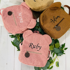 Personalized Brown Bear Backpack Plush Bag
