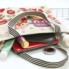 Owl Pattern Shoulder Bag Canvas Handbag for College Students