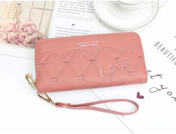 Embroidered Thread Wallet Women Mobile Phone Bag