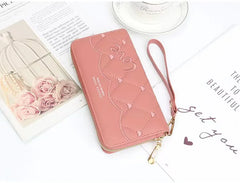 Embroidered Thread Wallet Women Mobile Phone Bag