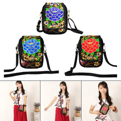 Embroidered Peony Pattern Shoulder Bag