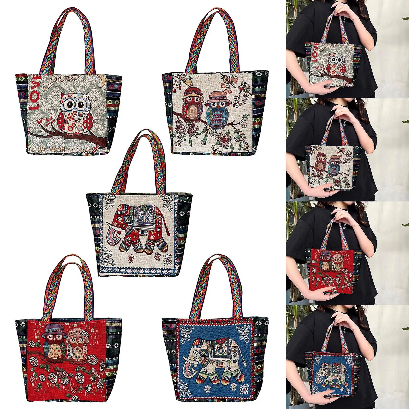 Embroidered Women Tote Bag Casual Handbags Daily Bags for Shopping