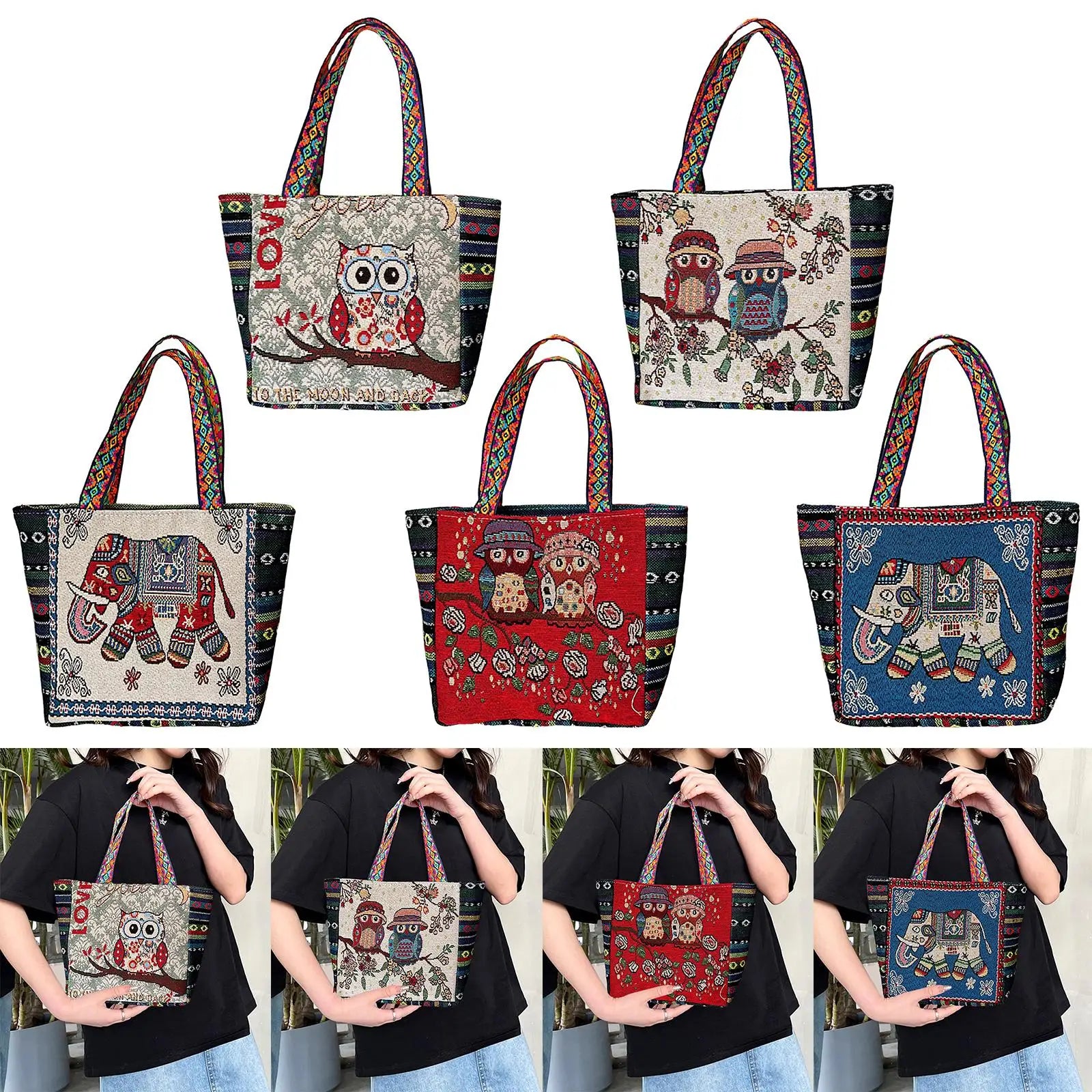 Embroidered Women Tote Bag Casual Handbags Daily Bags for Shopping