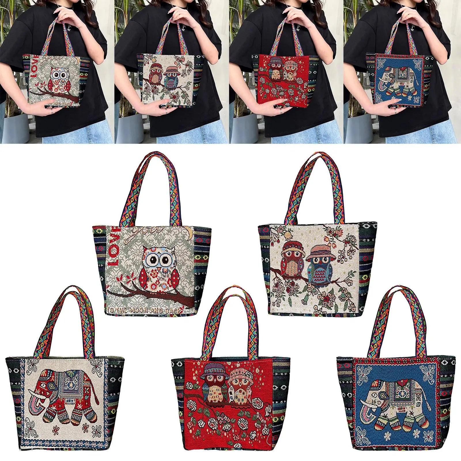 Embroidered Women Tote Bag Casual Handbags Daily Bags for Shopping