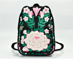 Embroidery Appliques National Backpack Women School Bag