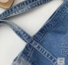 Embroidery Casual Tote Shoulder Bags Canvas Jeans Messenger Bags Soft Student La