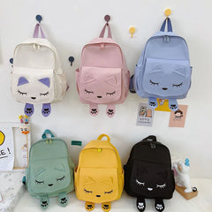 Embroidery Cat Backpacks for Kids Travel Shoulder Bag Girls Boys School Bag