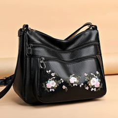Embroidery Flower Pattern Crossbody Bag Women Shopping Shoulder Bags