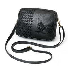 Embroidery Flower Shoulder Bag Vintage PU Leather Crossbody