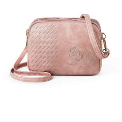Embroidery Flower Shoulder Bag Vintage PU Leather Crossbody