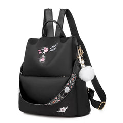 Anti-theft Backpack with Embroidery for Teen Girls