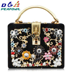 Red Rose Flower Beaded Women Shoulder Handbags Messenger Crossbody Bags
