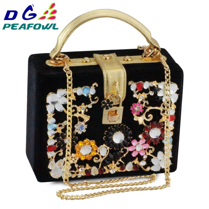 Red Rose Flower Beaded Women Shoulder Handbags Messenger Crossbody Bags