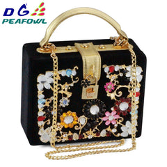 Red Rose Flower Beaded Women Shoulder Handbags Messenger Crossbody Bags