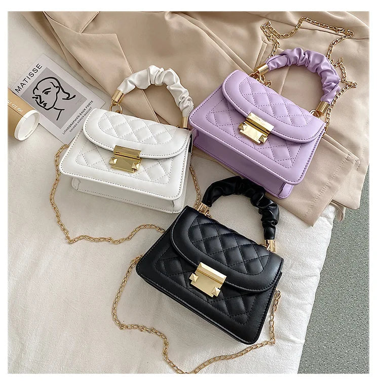 Embroidery Thread Crossbody Bag Women Shoulder Handbag PU Leather Messenger