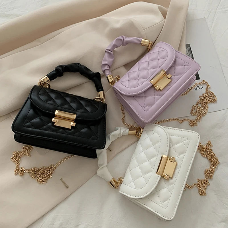 Embroidery Thread Chain Crossbody Bag Women Shoulder Bag PU Leather