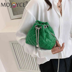 Embroidery Thread Chain Bucket Clutch Purse Shoulder Bag