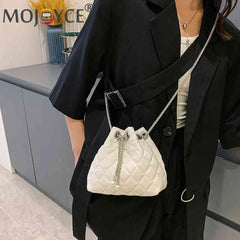 Embroidery Thread Chain Bucket Clutch Purse Shoulder Bag