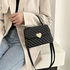 Embroidery Thread Quilted Crossbody Bag PU Leather Tote Shoulder Handbag
