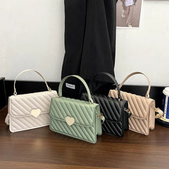 Embroidery Thread Quilted Crossbody Bag for Women PU Leather Tote Bags