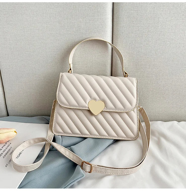 Embroidery Thread Quilted Crossbody Bag for Women PU Leather Tote Bags