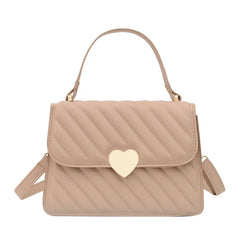 Embroidery Thread Quilted Crossbody Bag PU Leather Tote Shoulder Handbag