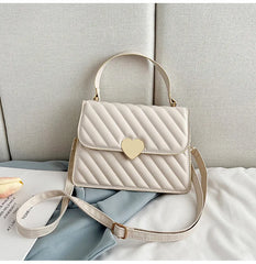 Embroidery Thread Quilted Crossbody Bag PU Leather Tote Shoulder Handbag