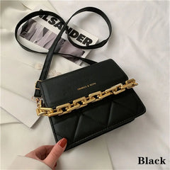 Small PU Leather Crossbody Bag Thick Chains Handbag Female Messenger Bag