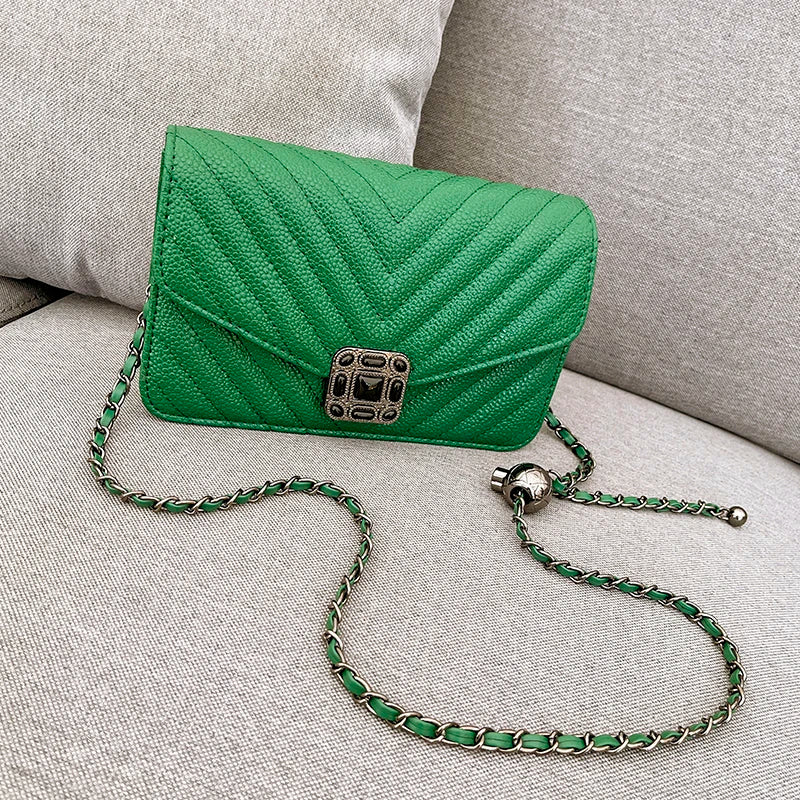 Embroidery Women Faux Leather Handbag and Purse Chain Shoulder Bag