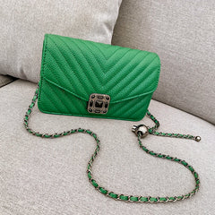Embroidery Women Faux Leather Handbag and Purse Chain Shoulder Bag