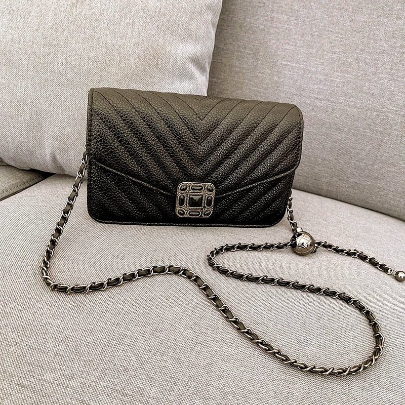 Embroidery Women Faux Leather Handbag and Purse Chain Shoulder Bag