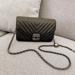 Embroidery Women Faux Leather Handbag and Purse Chain Shoulder Bag