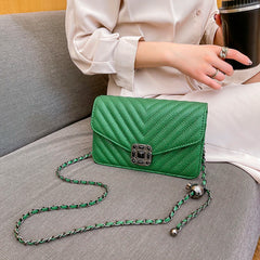 Embroidery Women Faux Leather Handbag and Purse Chain Shoulder Bag
