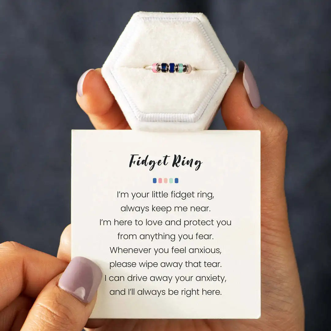 Enamel Beads Anxiety Ring Stainless Steel Fidget Ring