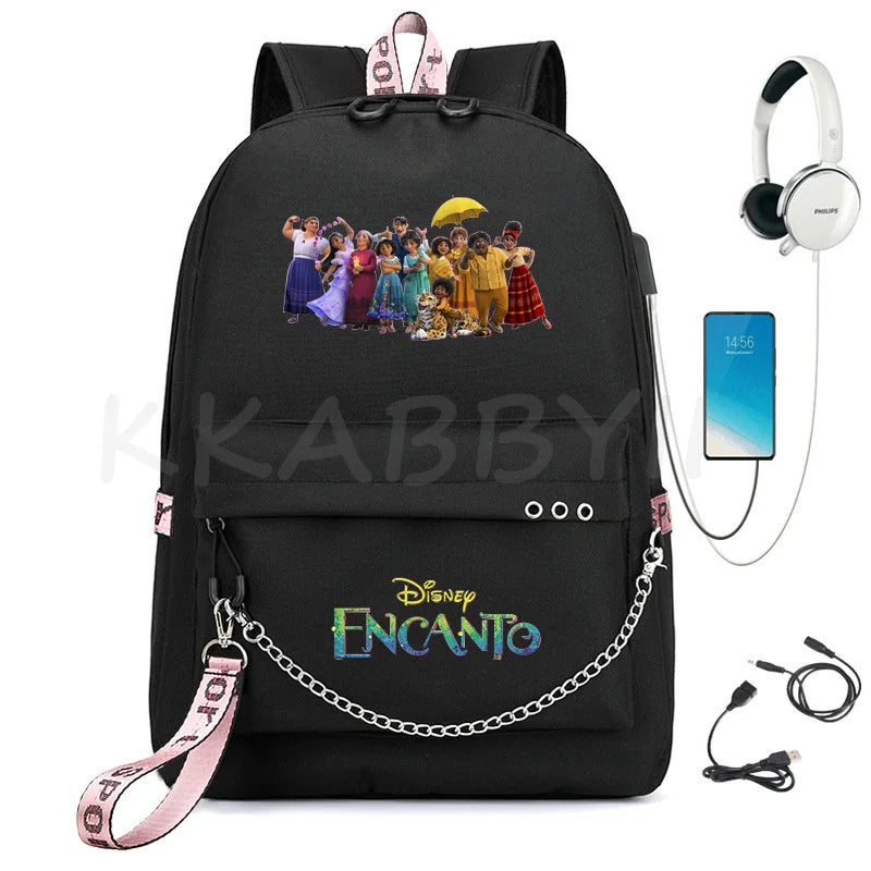 Encanto Usb Backpack School Bag Laptop Rucksack